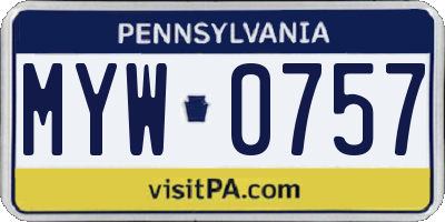 PA license plate MYW0757