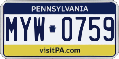 PA license plate MYW0759