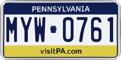 PA license plate MYW0761