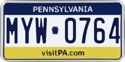 PA license plate MYW0764