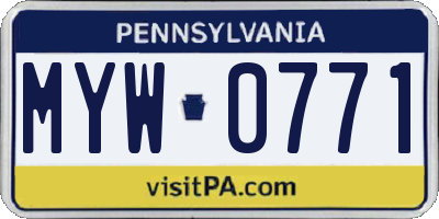 PA license plate MYW0771