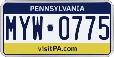 PA license plate MYW0775