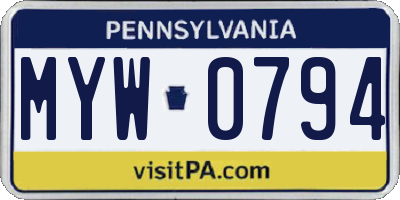 PA license plate MYW0794