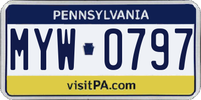 PA license plate MYW0797