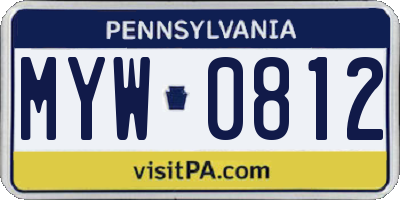 PA license plate MYW0812