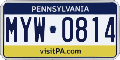 PA license plate MYW0814