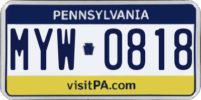 PA license plate MYW0818