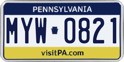 PA license plate MYW0821