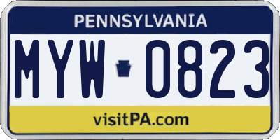 PA license plate MYW0823