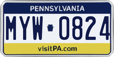 PA license plate MYW0824