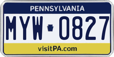 PA license plate MYW0827