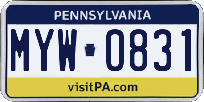 PA license plate MYW0831