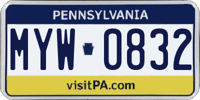 PA license plate MYW0832