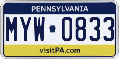 PA license plate MYW0833