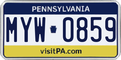 PA license plate MYW0859