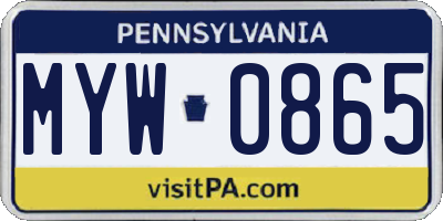 PA license plate MYW0865