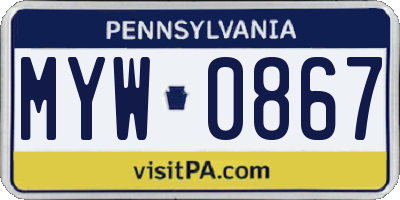 PA license plate MYW0867