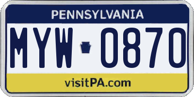 PA license plate MYW0870