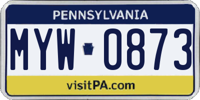 PA license plate MYW0873