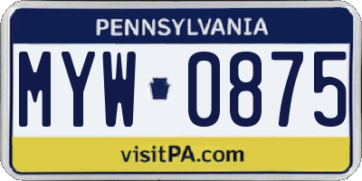 PA license plate MYW0875