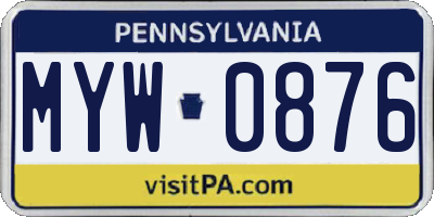 PA license plate MYW0876