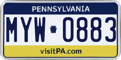 PA license plate MYW0883
