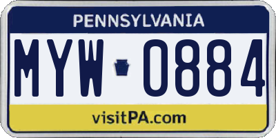 PA license plate MYW0884