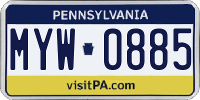 PA license plate MYW0885