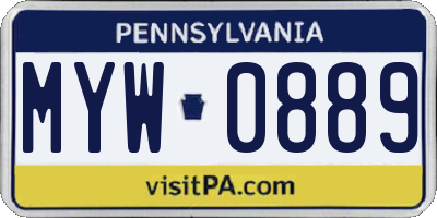 PA license plate MYW0889