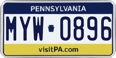 PA license plate MYW0896