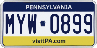 PA license plate MYW0899