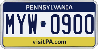 PA license plate MYW0900