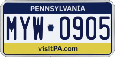 PA license plate MYW0905