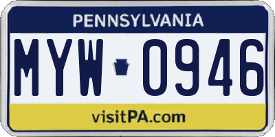 PA license plate MYW0946