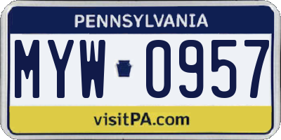 PA license plate MYW0957