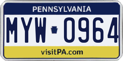 PA license plate MYW0964