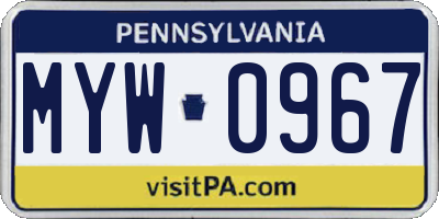 PA license plate MYW0967