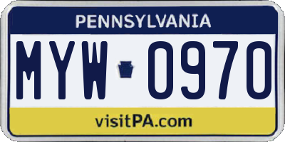 PA license plate MYW0970