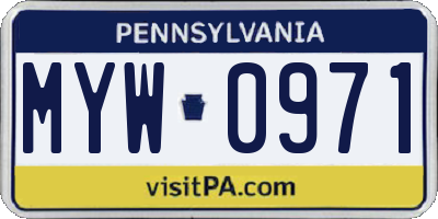 PA license plate MYW0971