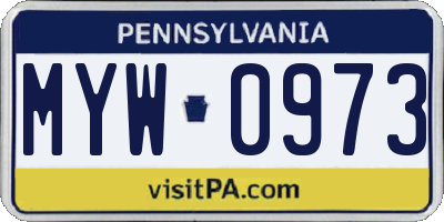 PA license plate MYW0973