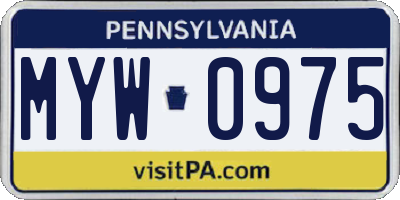 PA license plate MYW0975