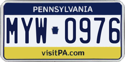 PA license plate MYW0976