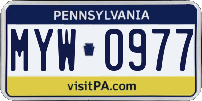 PA license plate MYW0977