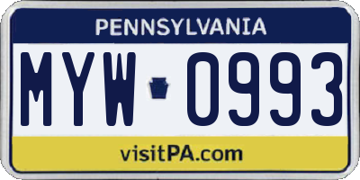 PA license plate MYW0993