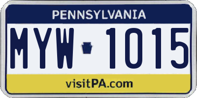 PA license plate MYW1015