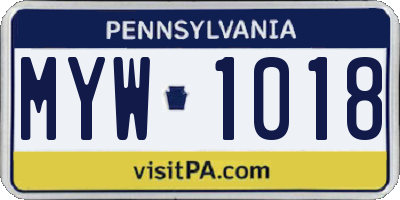 PA license plate MYW1018