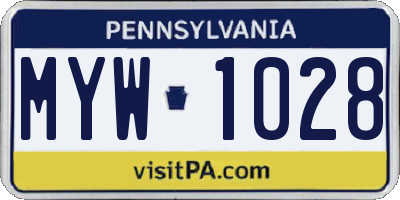 PA license plate MYW1028