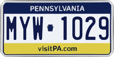 PA license plate MYW1029
