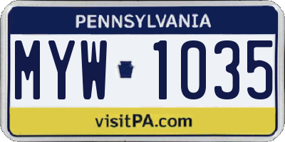 PA license plate MYW1035