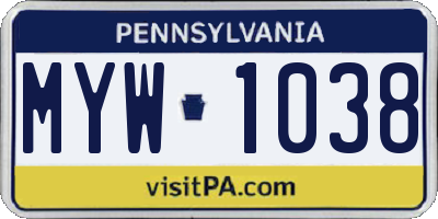 PA license plate MYW1038